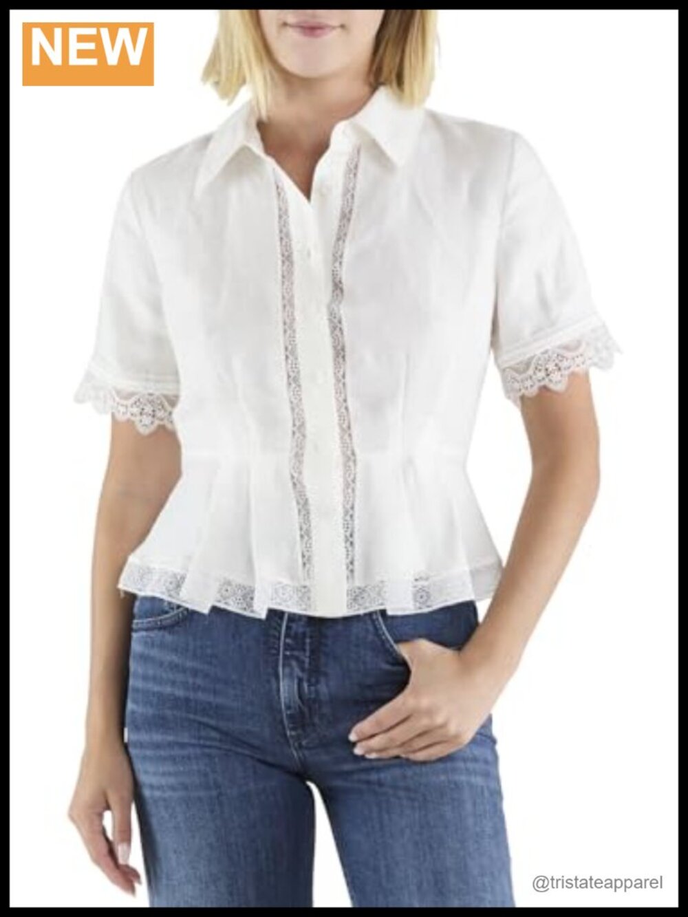 Women's Linen Blend Button Down Shirt with Collared Neck